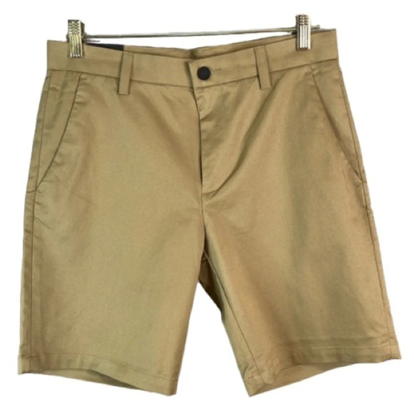 BANANA REPUBLIC NWT Tan Khaki Flat Front Twill Chino Shorts Pockets Preppy 32 - Picture 13 of 13